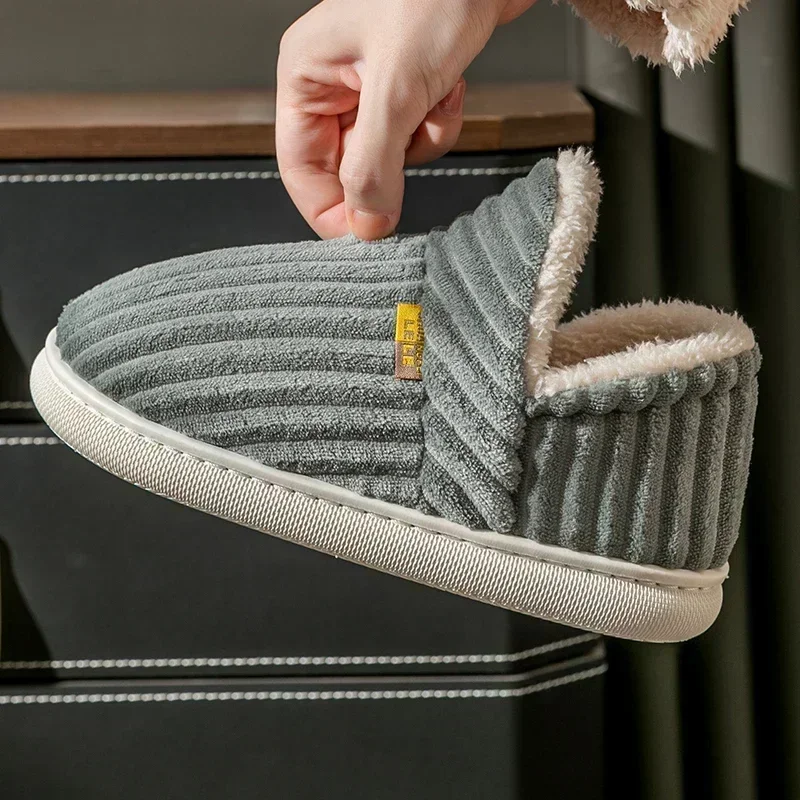 Pantuflas de felpa antideslizantes para invierno – Color sólido unisex - imagen 5