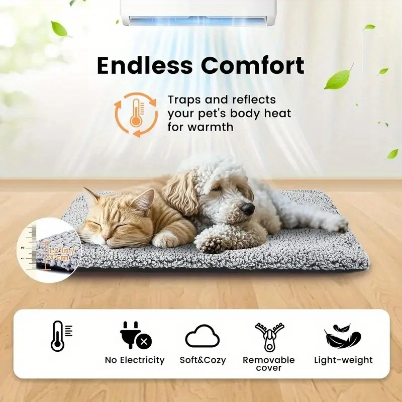 Colchón calefactor de invierno para mascotas, almohadilla súper cálida para perros y gatos, alfombrilla lavable y antideslizante, adecuada para perros y gatos pequeños y grandes - imagen 4