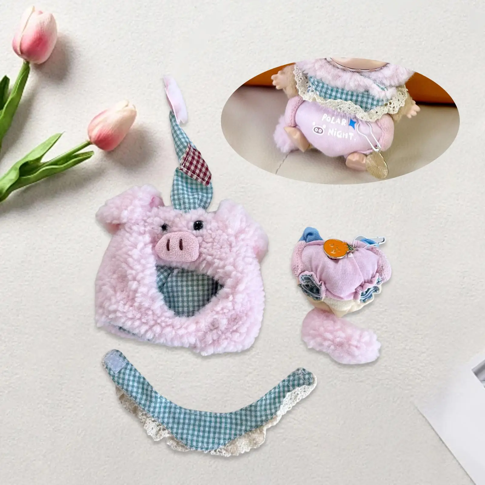 Stuffed Doll Clothes, Cute Antenna Pig Outfit Doll Clothing Make Your Own Dolls Replacement Toy Clothes for 15cm 17cm Dolls,
