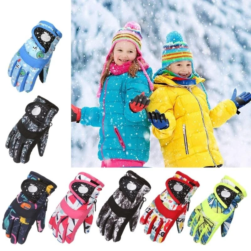 M76C guantes invierno dinosaurio para niños, guantes nieve impermeables a prueba viento para niñas, manoplas y