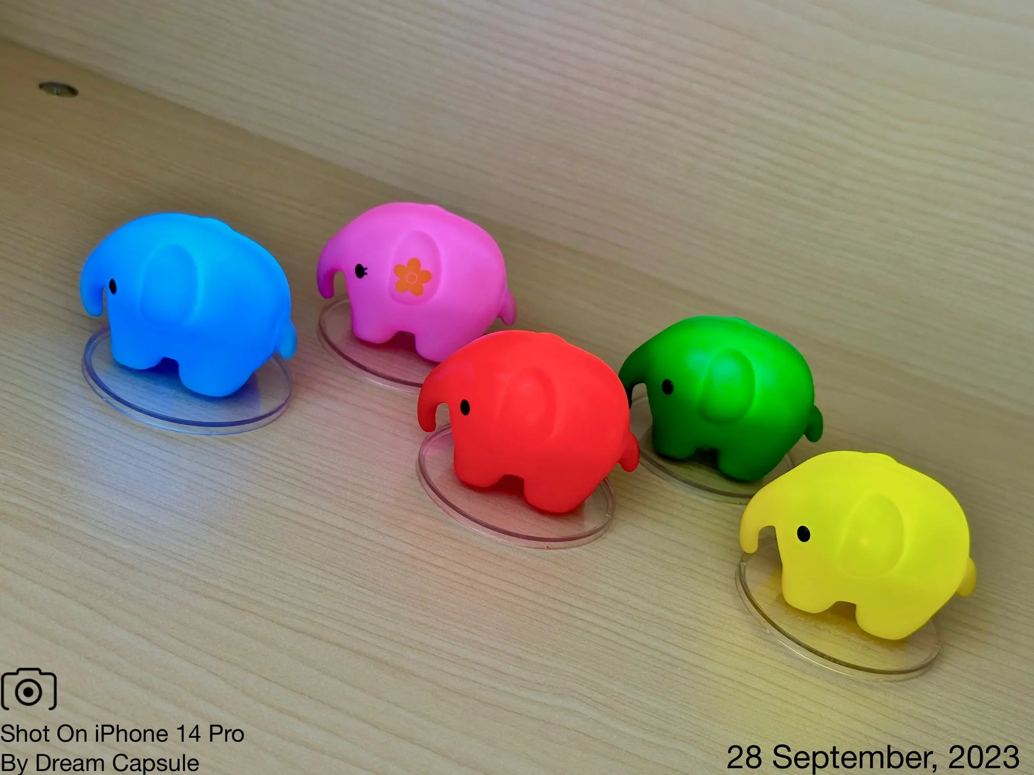 Kenelephant Cápsula de juguete Domdom hamburguesa luz mascota lindo kawaii mini elefante luz nocturna gashapon figuras adorno de escritorio - imagen 3