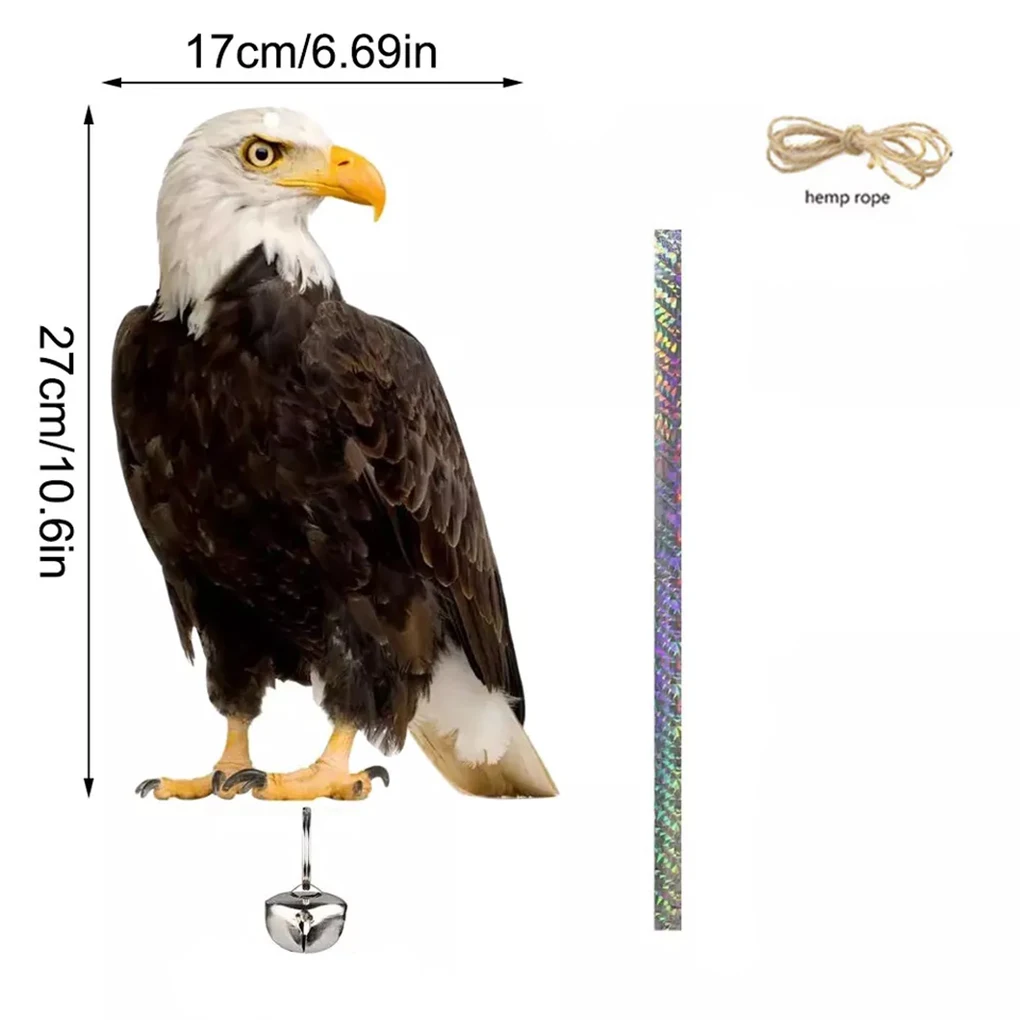 2 uds repelente de aves espantapájaros búho espantapájaros colgante repelente de aves campana Pastoral huerto espantapador colgante decoración de jardín al aire libre - imagen 4