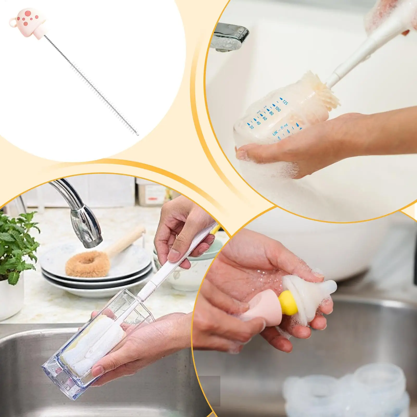 Cepillo limpiador largo para botellas y tazas – Juego reutilizable multipack - imagen 2