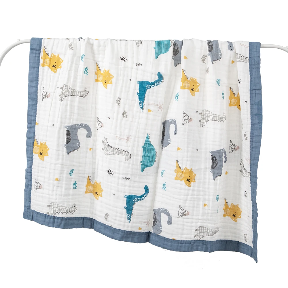 Mantas para bebé de 6 capas, 100% gasa algodón, envoltura infantil transpirable, suaves y absorbentes recién nacidos, Toalla baño dibujos animados - imagen 4