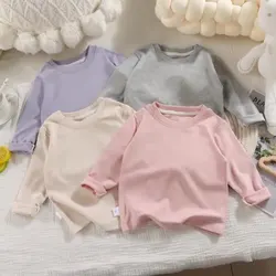 Camiseta de algodón manga larga deportiva para niños y niñas