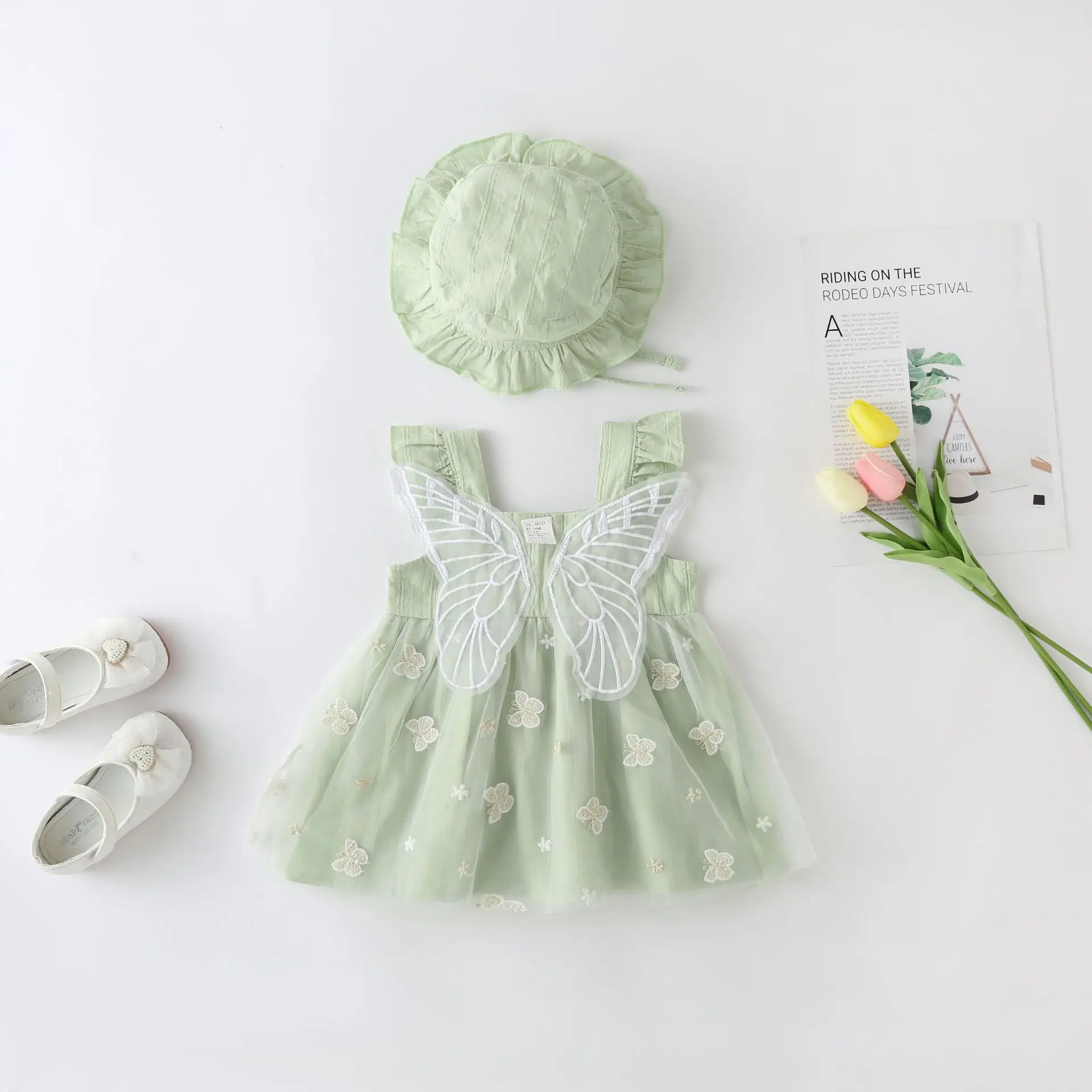 Somenie, vestidos infantiles para niñas con sombrero, ropa nueva para niños, bonito vestido de princesa con lazo, vestidos Halter para bebés - imagen 2