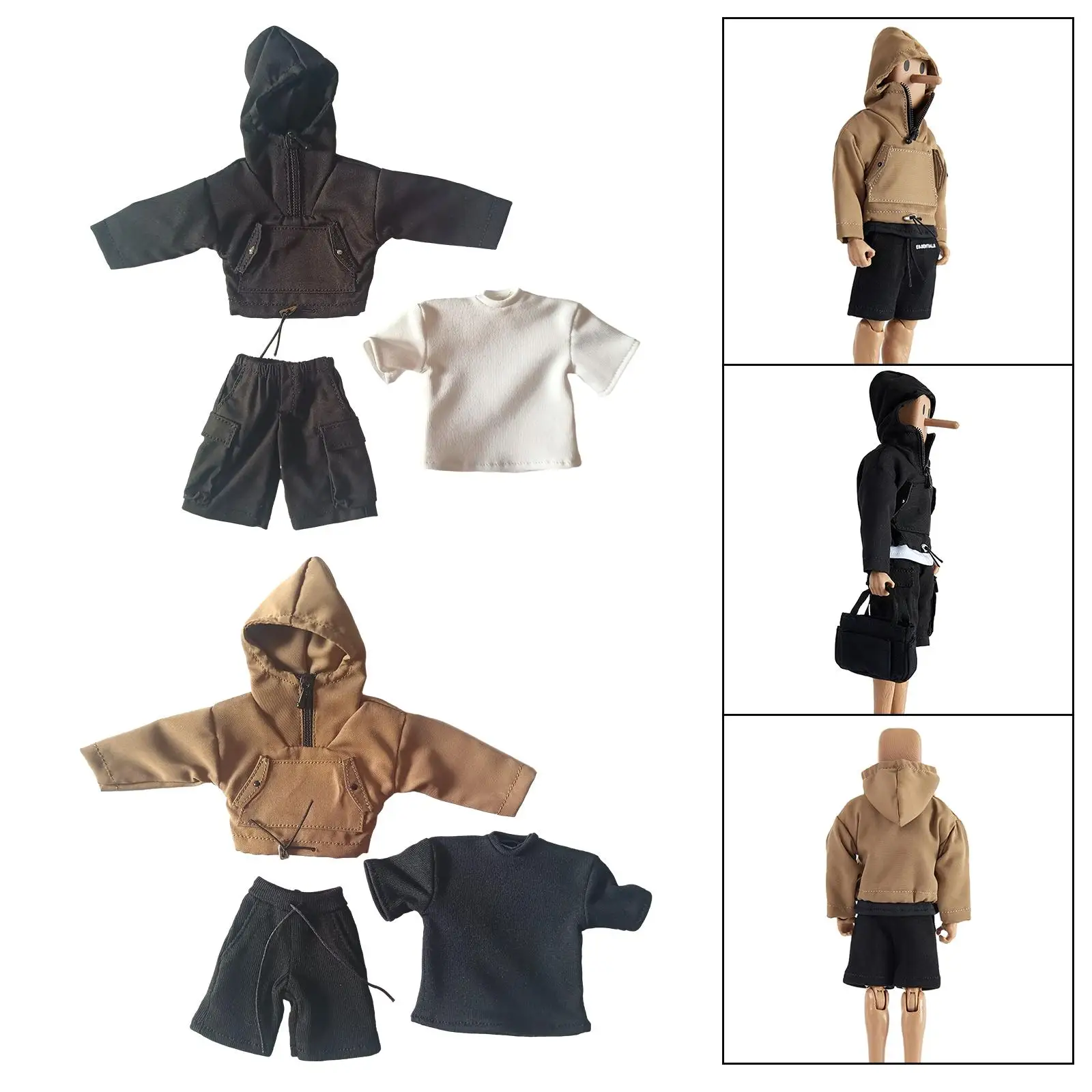 1/12 Scale Miniature Male Doll Clothes Handmade Men's Casual Outfits Classic for 6 inch Male Collectable Action Figures Dress up
