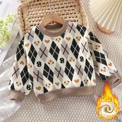 Sudadera de lana para niños de 1 a 6 años, jerséis de invierno con estampado de animales para niños y bebés, jerséis coreanos gruesos y cálidos para niños pequeños