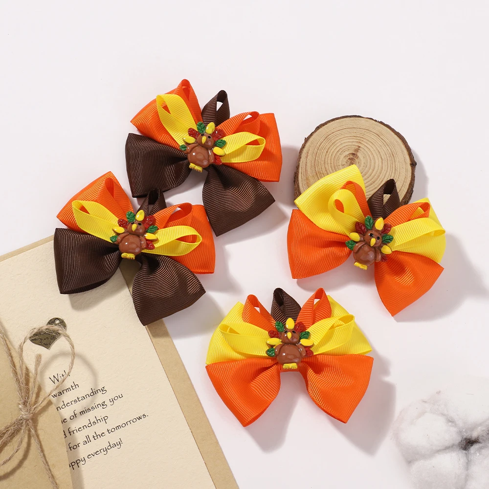 Horquillas de lazo para niñas – Accesorio festivo infantil con pavo - imagen 3