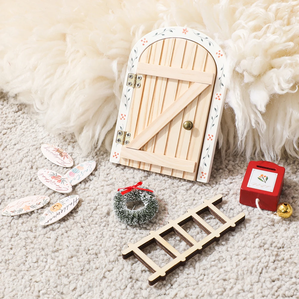 Puerta de hadas de madera para casa de muñecas – Decoración artesanal - imagen 4