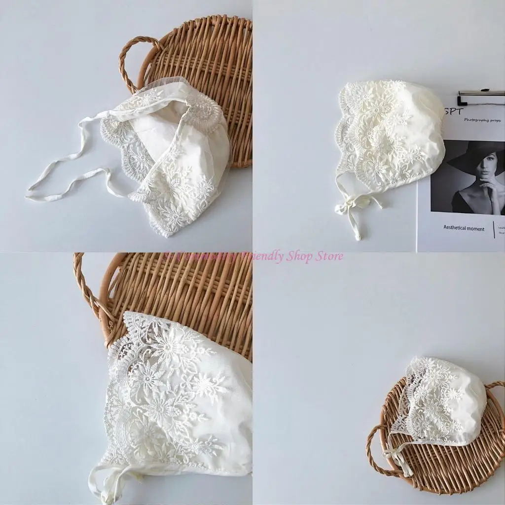 85ae infante bebé lindo sombrero con flores bordado encaje algodón solar algodón suave