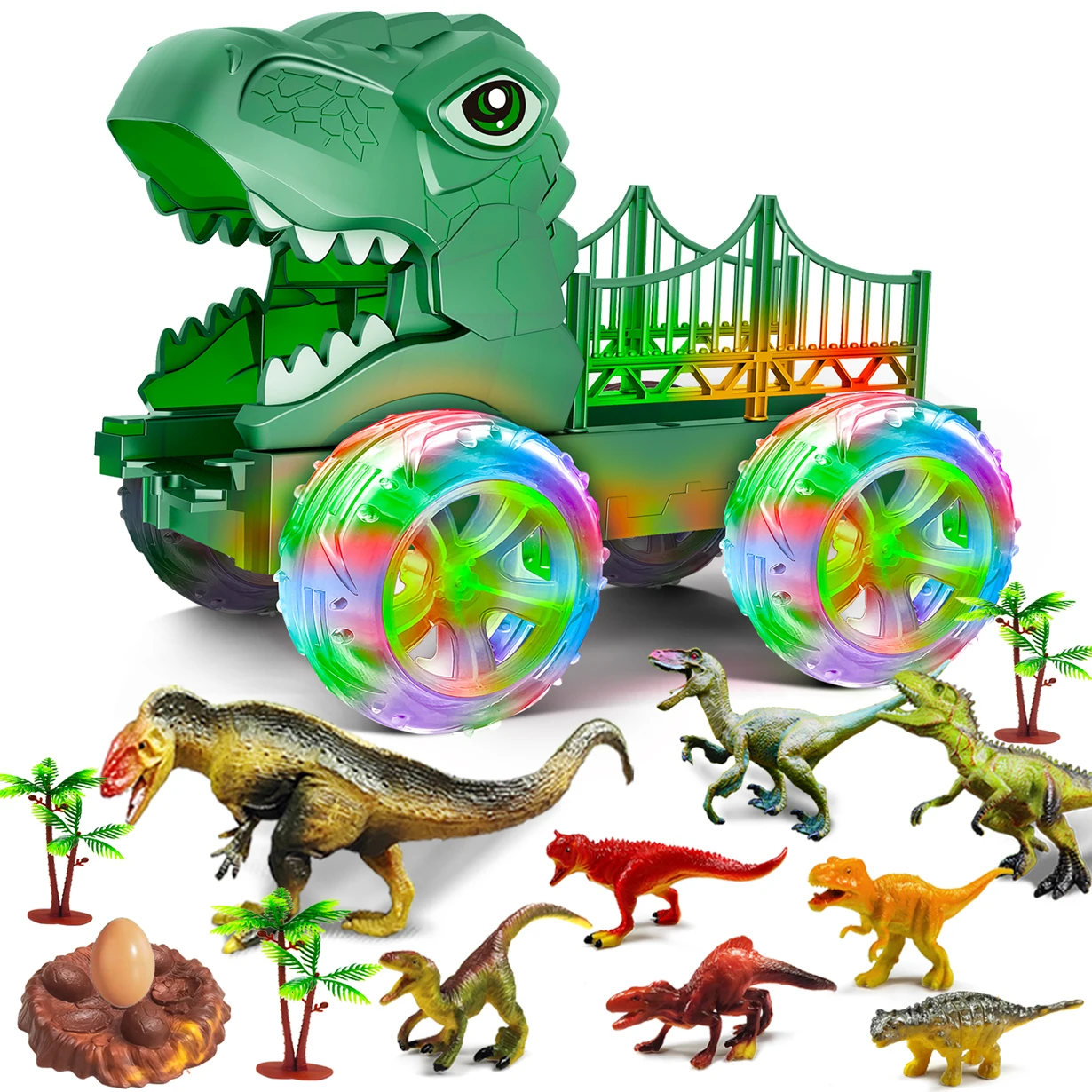 Camión de dinosaurios T-rex para niños con luces LED multicolores - imagen 4