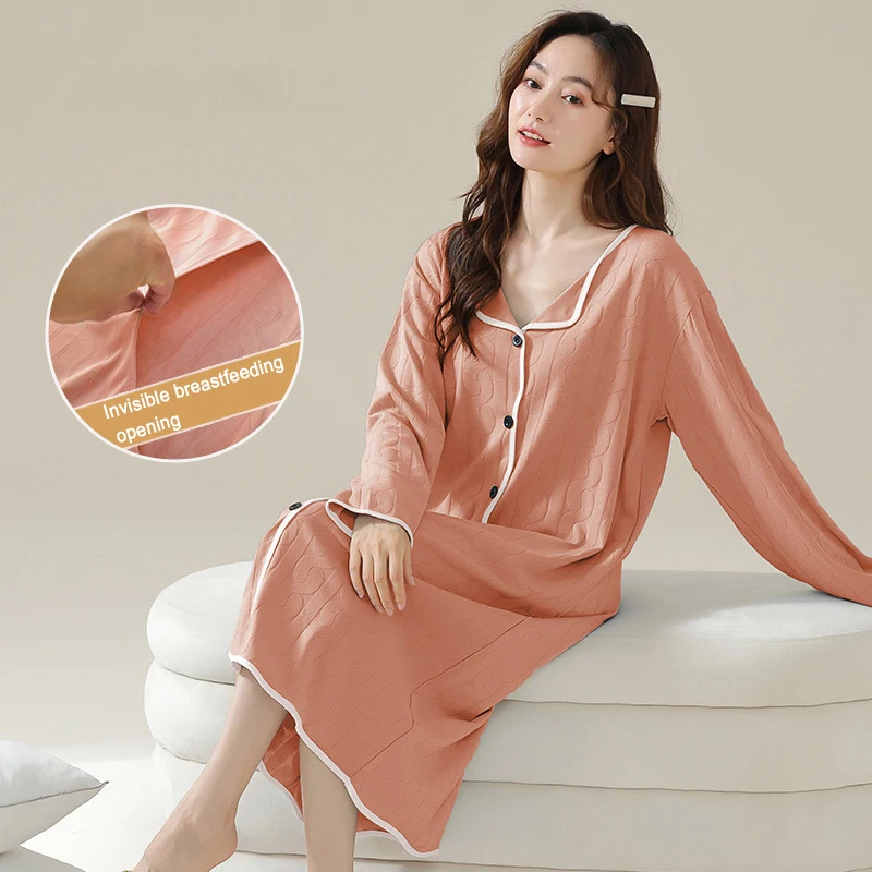 Vestido de maternidad de talla grande, nuevo camisón de lactancia de manga corta, ropa para mujer embarazada, vestidos de lactancia con almohadillas para el pecho - imagen 4