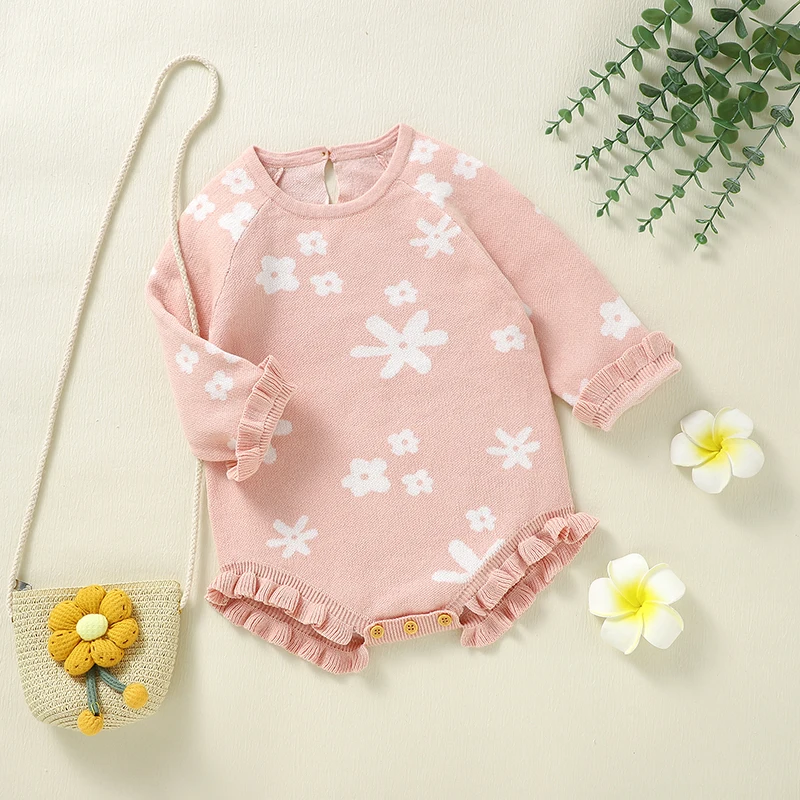 Mono bebé niña de algodón invierno suave con cuello redondo - imagen 2