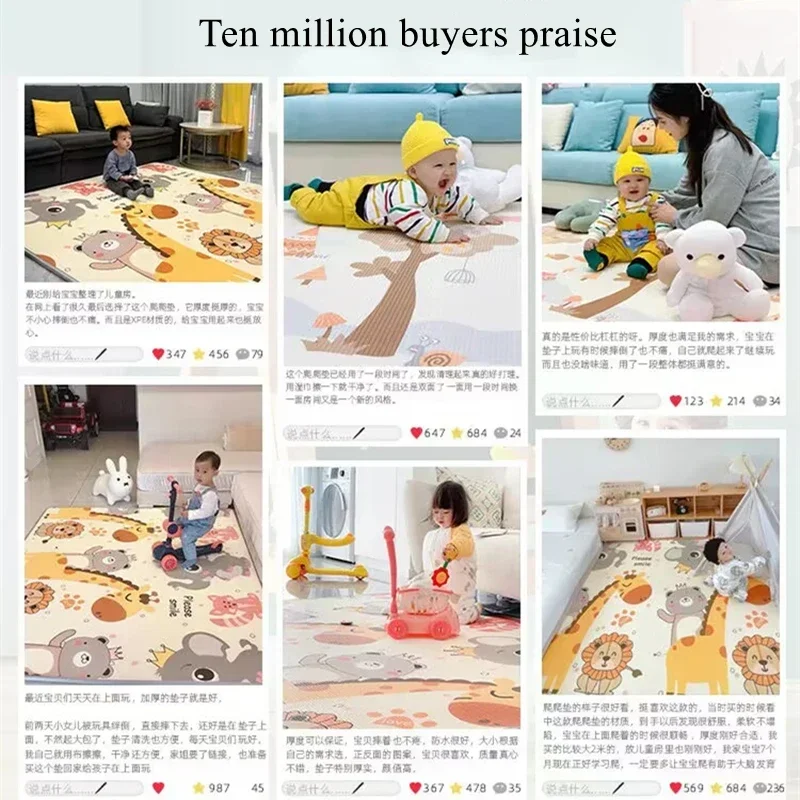 2 opciones de espesor, alfombra de juego para gatear para bebés de 1cm de espesor, no tóxica, EPE, respetuosa con el medio ambiente, alfombra de seguridad para niños, 5 opciones de tamaño - imagen 3