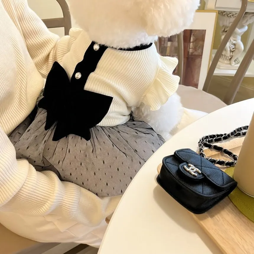 Primavera nuevo lindo vestido de hilo con lazo vestido de pareja vestido con lazo ropa para perros de peluche gatos para mascotas chaleco para perros chaleco refrescante para perros - imagen 2