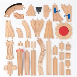 Juguete de tren de madera de haya – Accesorios de vía para niños