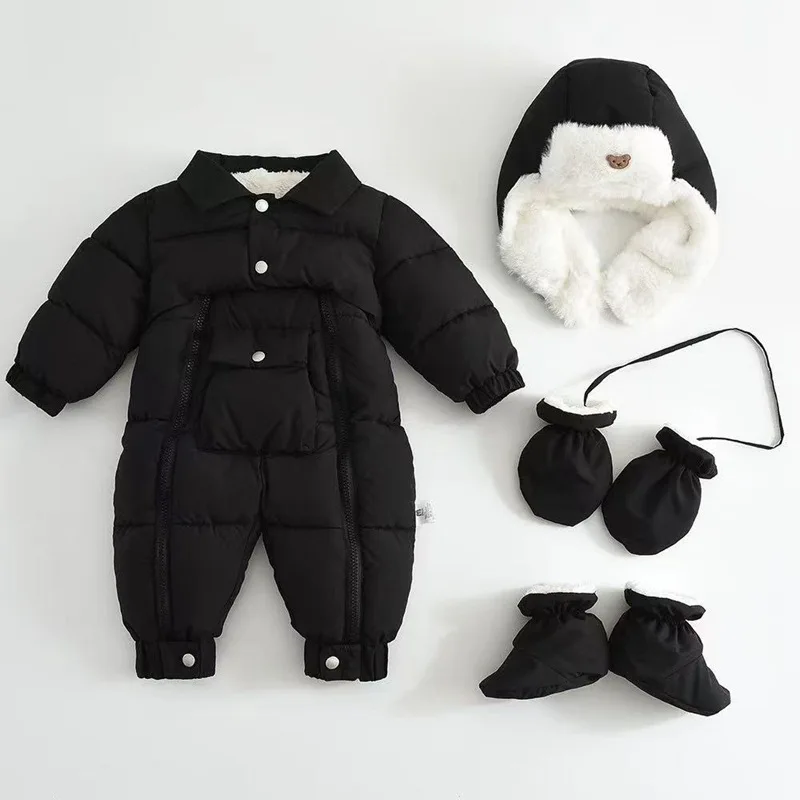 Traje de nieve para bebé recién nacido de invierno, nuevo traje cálido para bebé de 0 a 18 meses, incluye gorro, guantes y cubierta para los pies, 2025 - imagen 4