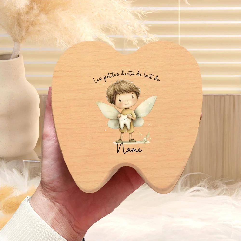 Caja de madera de Hada de los dientes personalizada, caja de recuerdos personalizada, almacenamiento de dientes para niños, almacenamiento de primeros dientes, regalo Unisex para bebé, regalo de bautizo - imagen 4
