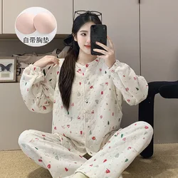 Pijama lactancia maternidad fresa manga larga otoño invierno
