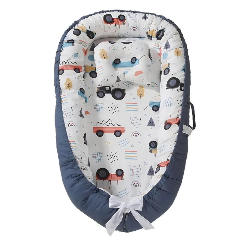 Moisés portátil antiarrugas para bebé, cama infantil de algodón lavable para recién nacidos, nido para dormir transpirable de 4 estaciones con núcleo de esponja - imagen 4