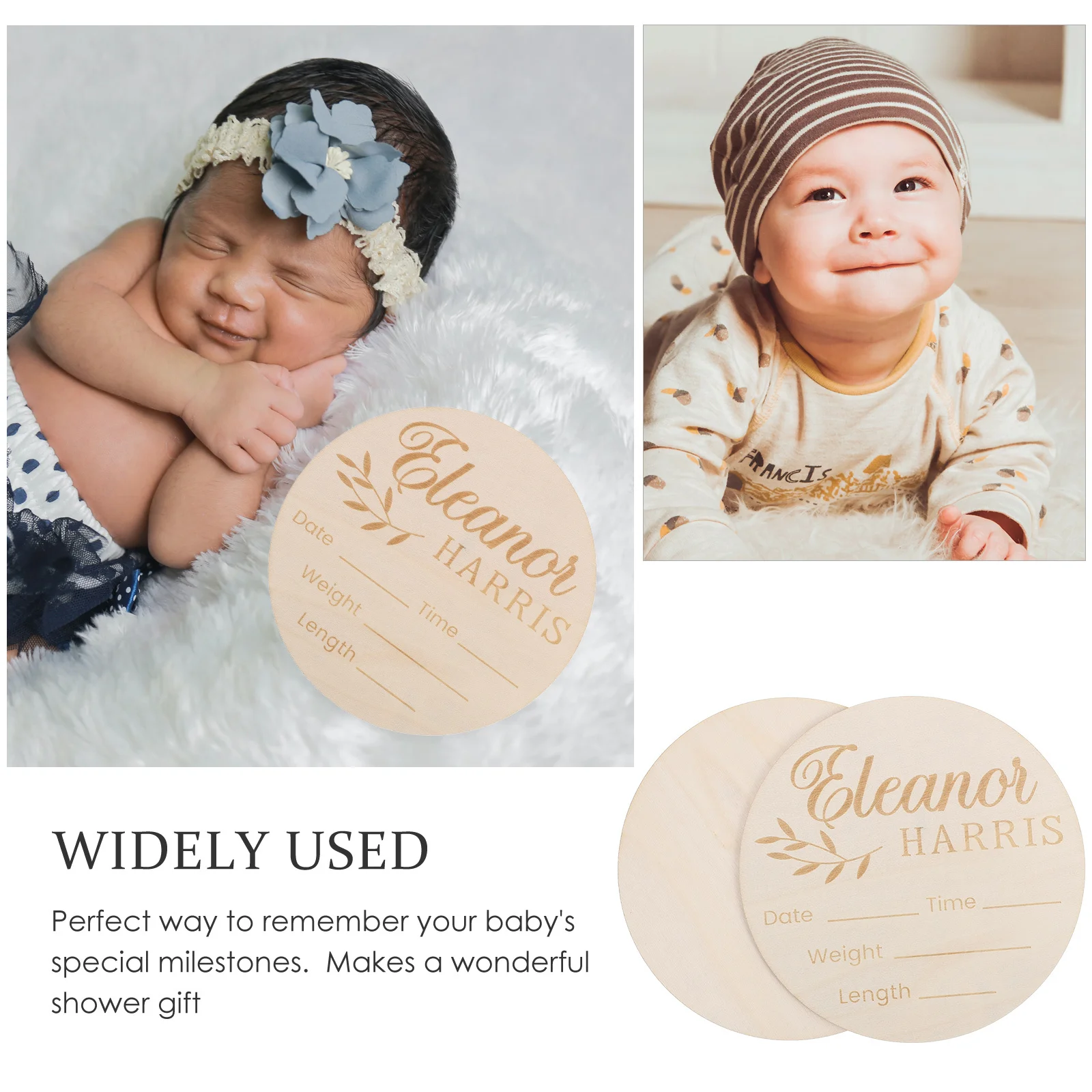 Tablero de anuncios de nacimiento de bebé de madera, señal de nombre de corazón para recién nacido, accesorio para fotografía, regalo para bebé, letrero de anuncio para recién nacido, 5 uds.