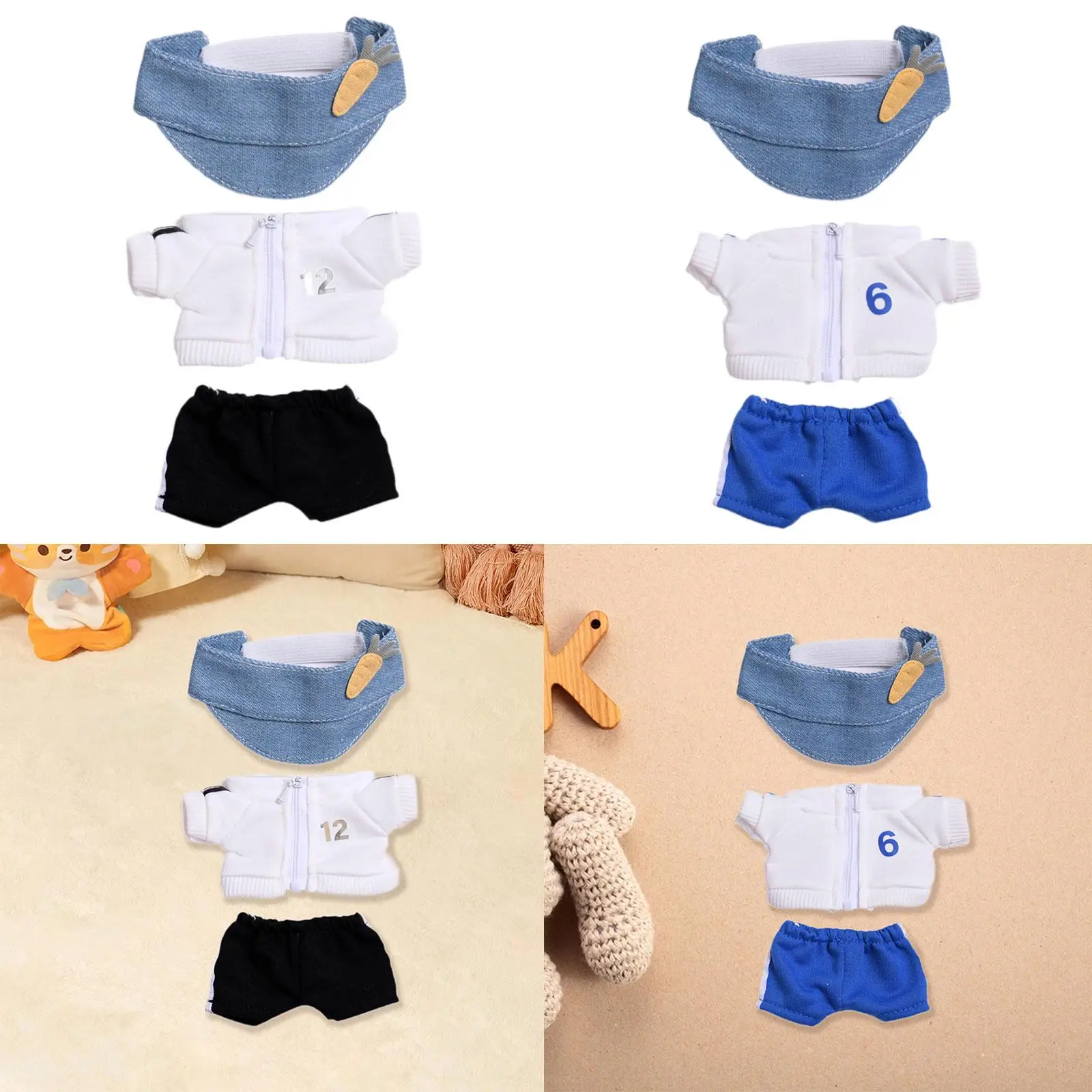 Plush Doll Top and Pants Doll Clothing Coordination Flexibility Fashion Hands on for Kids Birthday Gift DIY Dress up with Cap