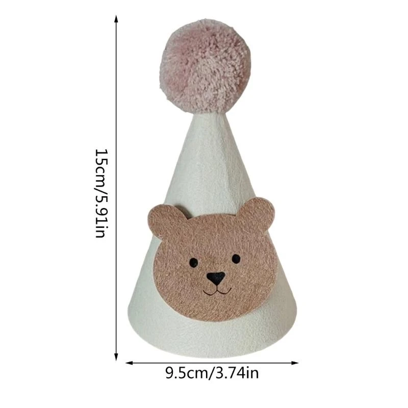 M76C lindo oso sombrero feliz cumpleaños para niños pequeños, cómodo sombrero cumpleaños para bebé decoración para fiesta - imagen 4