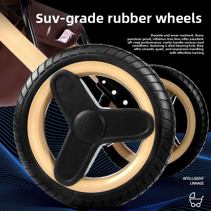 Cochecito reversible plegable cuatro ruedas con respaldo reclinable - imagen 2