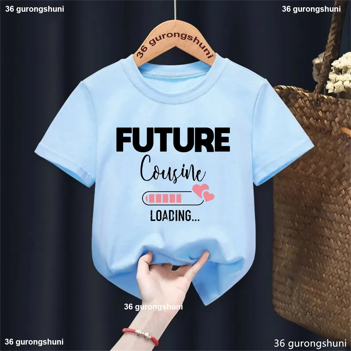 Camiseta con estampado de letras de carga del futuro francés, camiseta de anuncio de embarazo para niñas, ropa Kawaii para niños, camiseta sólida - imagen 3