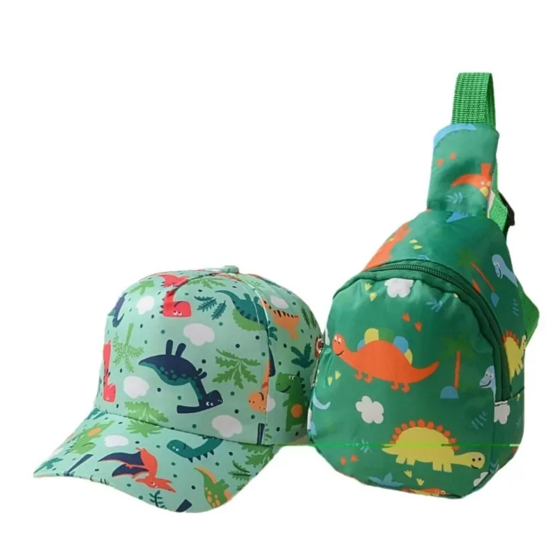 Dulce Kawaii dibujos animados caballo dinosaurio mariposa niños gorra de béisbol bolsa conjunto para 3-6T bebés niñas niños equipo de protección solar al aire libre - imagen 5