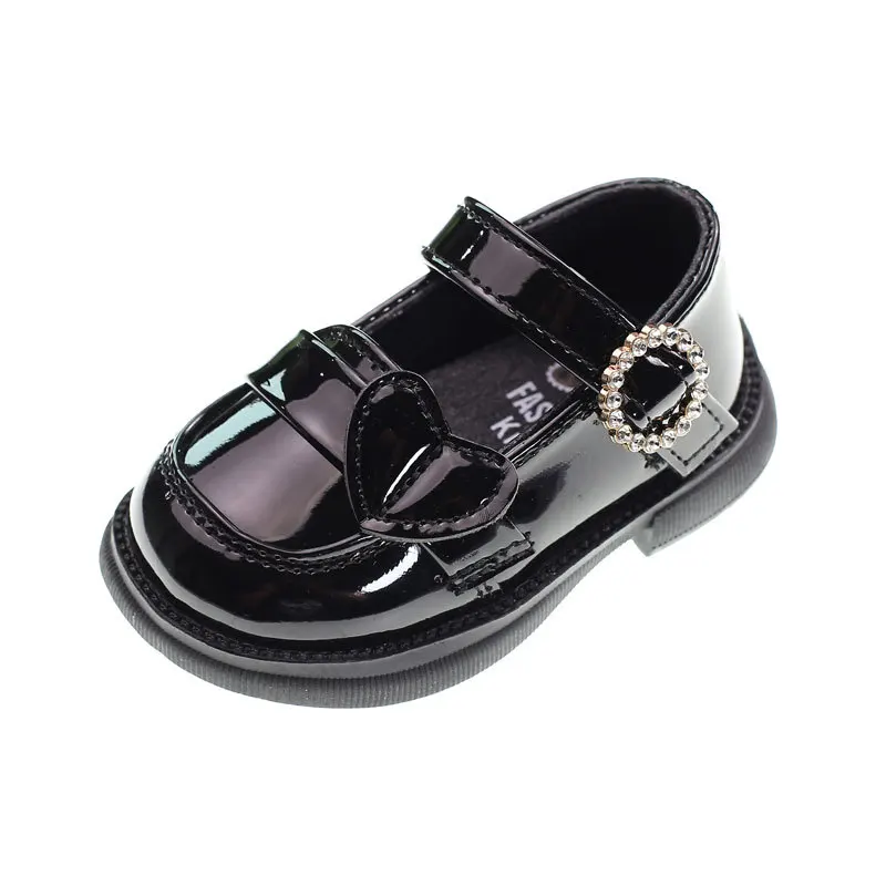 Zapato antideslizante de cuero para niña estilo princesa plano - imagen 3