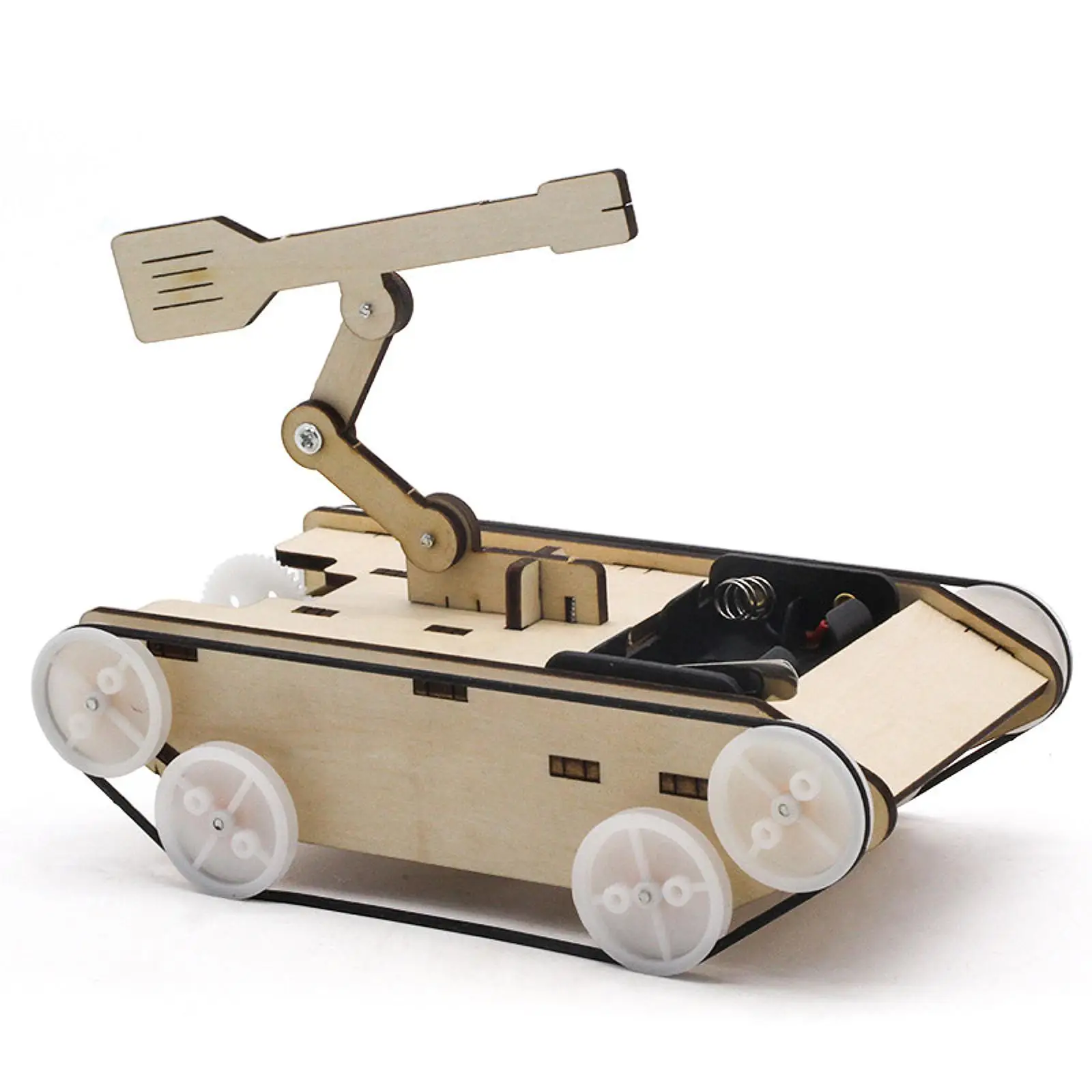 Electric Tank Model Toy 3D Wooden Assemble Toy Easy Assembly Building Kit Toy Stem Projects Toy for Teaching Aids Boys Girls