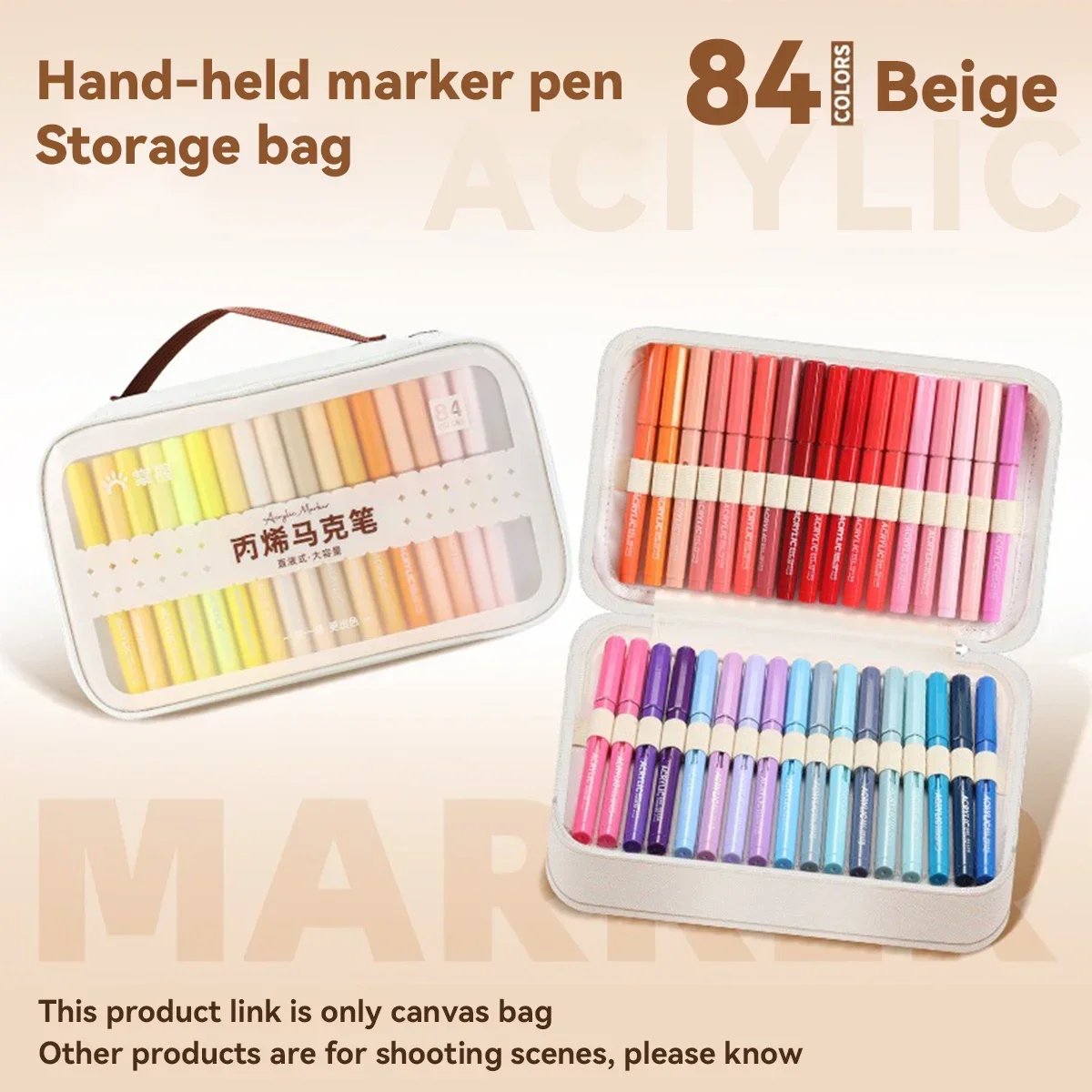 Caja de almacenamiento de lona con marcadores de 36-84 agujeros, organizador impermeable, rollo de cepillo acrílico para estudiantes, artistas, bolsa de almacenamiento de suministros de arte