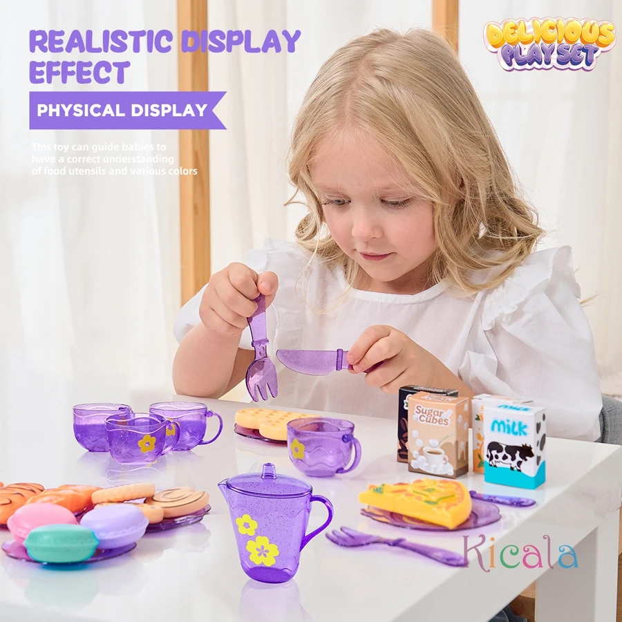 Juguetes para niñas DIY, juguete para juego de imitación, juego de pastel de comida de té de simulación, casa de juego, cocina, juego de té de la tarde, juguetes, regalos para niños - imagen 5