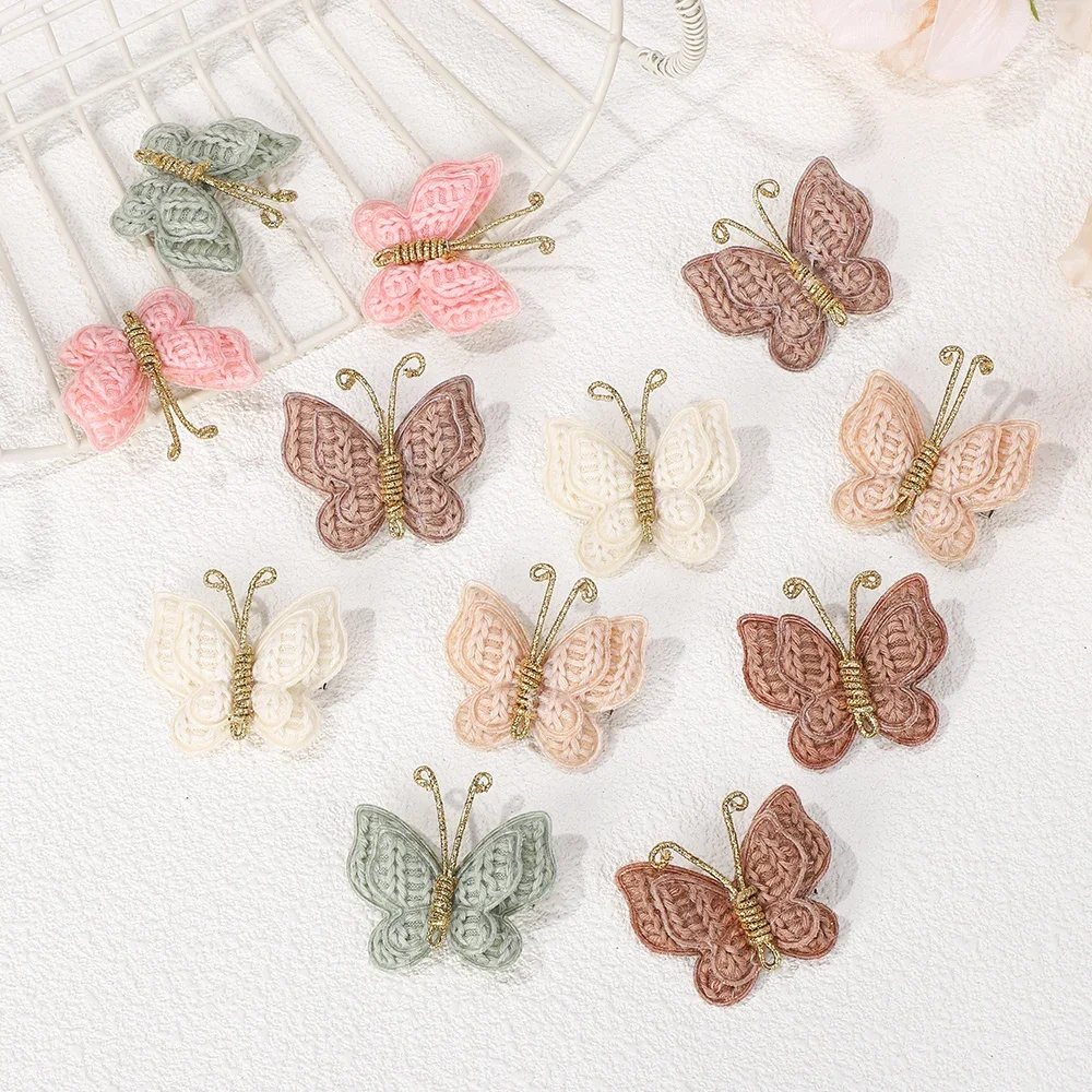 Pinzas mariposa de lana para niña – Accesorios de pelo artesanales - imagen 4