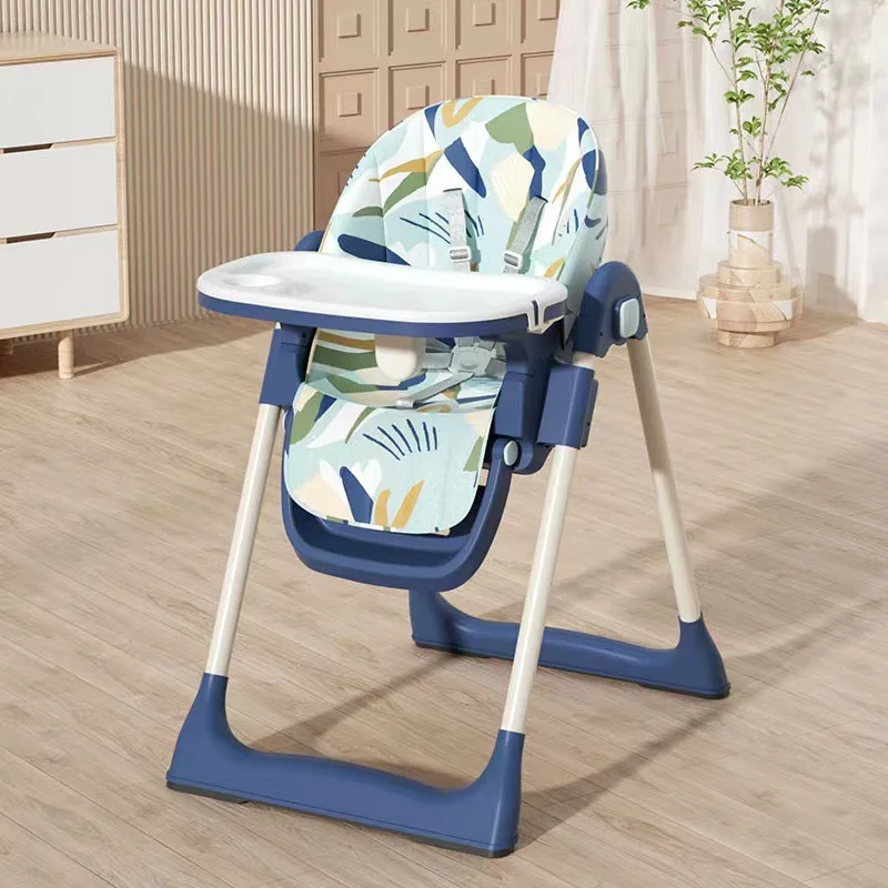 Silla plegable de tubo de acero ajustable en altura, trona portátil antimedias con estructura reforzada, asiento de comedor convertible para bebé