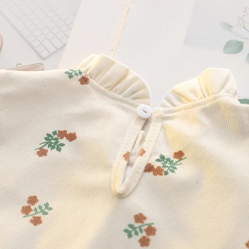 Nuevo vestido para niñas primavera otoño vestidos florales de manga larga traje de bebé vestido - imagen 5