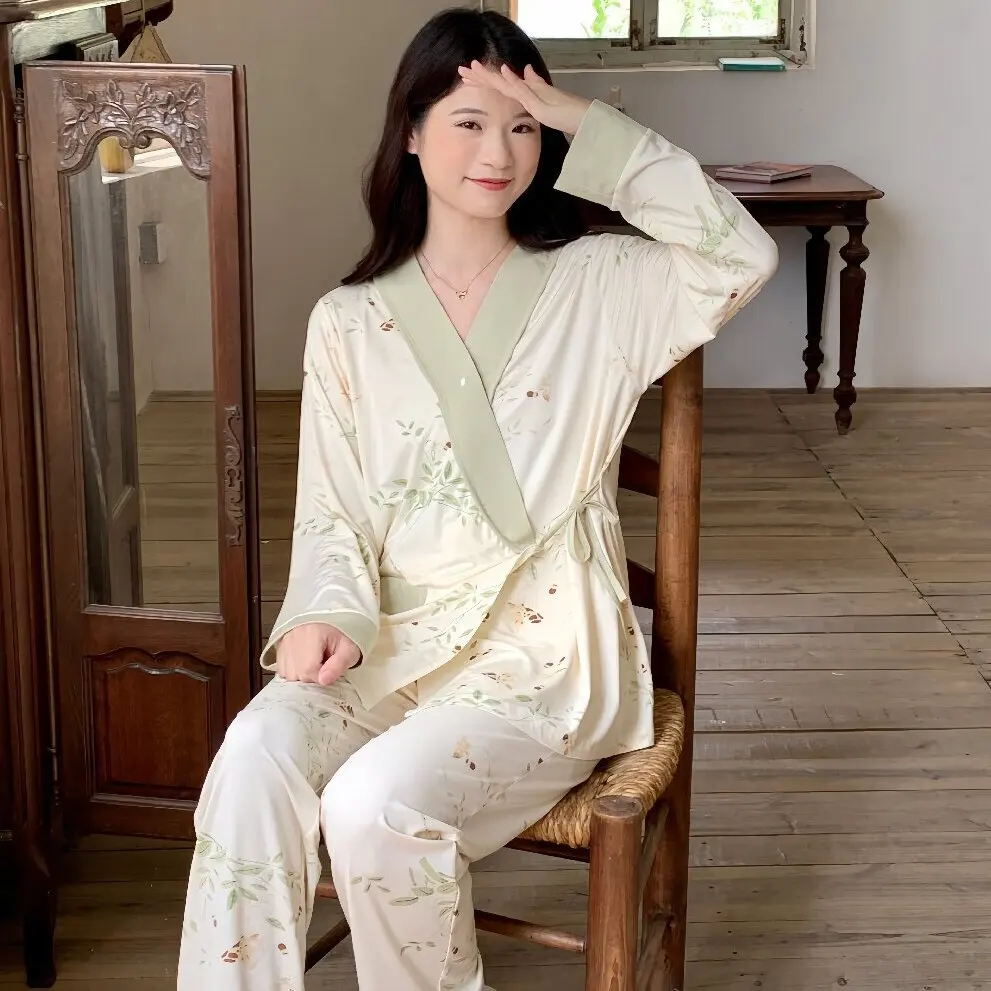 Pijamas de alimentación Modal de manga larga con cuello en V, pijamas de maternidad, traje de Hospital para mujeres embarazadas, ropa para el hogar 2023