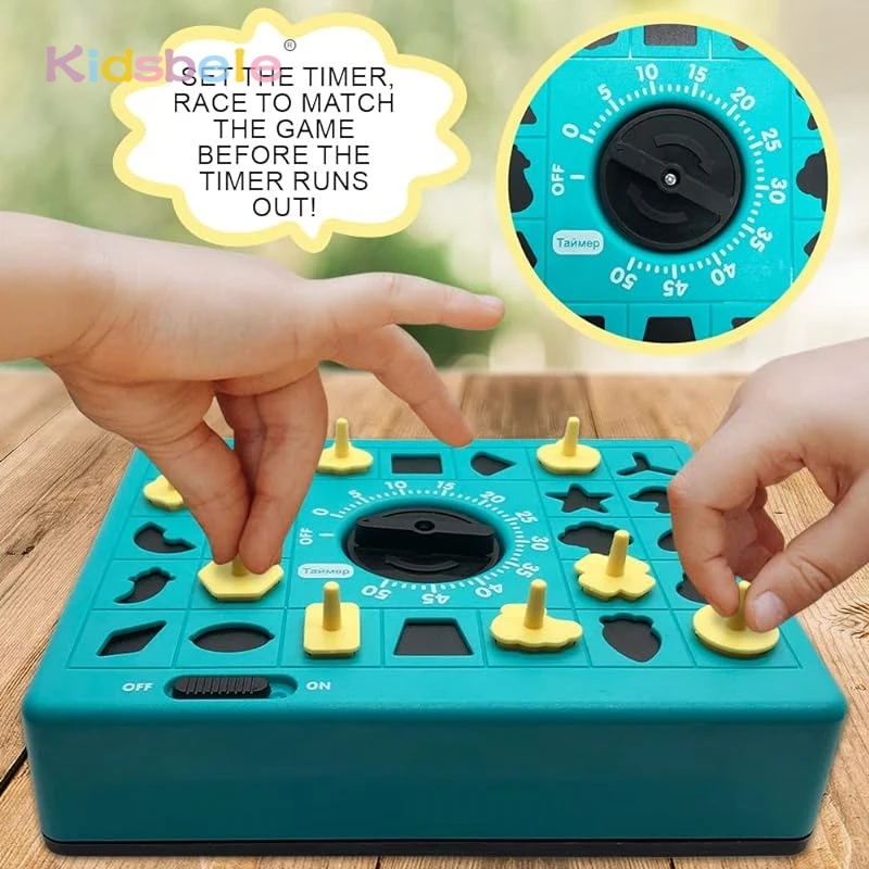 Juego de tiempo, juego de mesa emergente, rompecabezas a juego con formas para niños, juguetes educativos para edades tempranas, enseñanza, reconocimiento de formas, razonamiento deseductivo - imagen 3