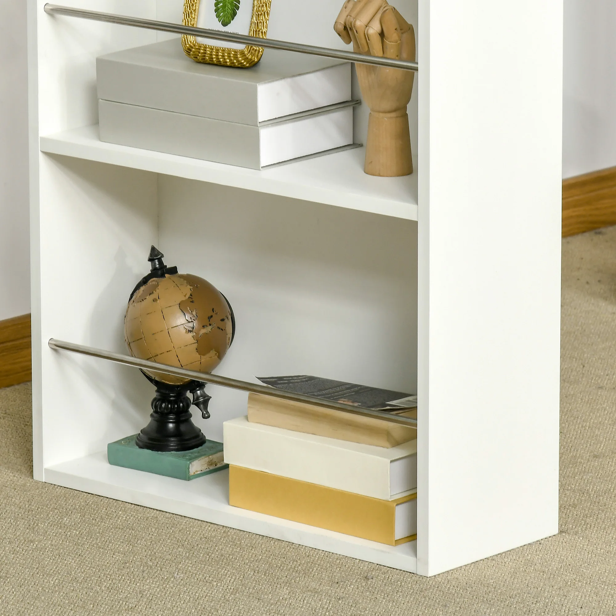 HOMCOM Mesa de Bar de Bistró con 3 Estantes y Barandillas Estilo Moderno para Cocina Salón Melamina de Madera 112x57x106cm - imagen 5