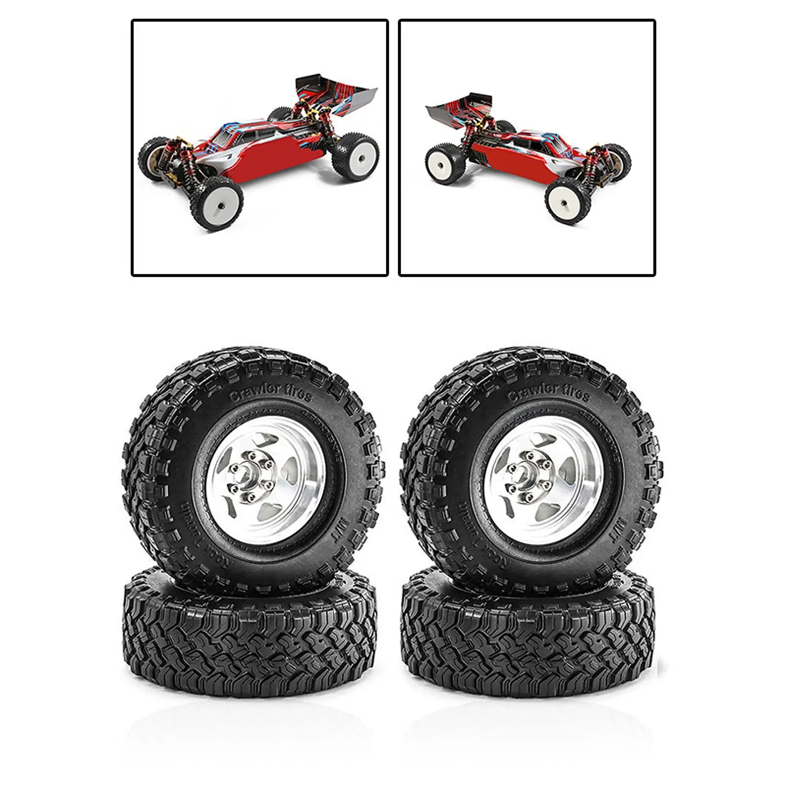 4 Pieces RC Car Wheels and Tires DIY Modified Simulation RC Crawler Car Tires Replacement Part for SCX10 TRX4 90046 1:10 RC Car