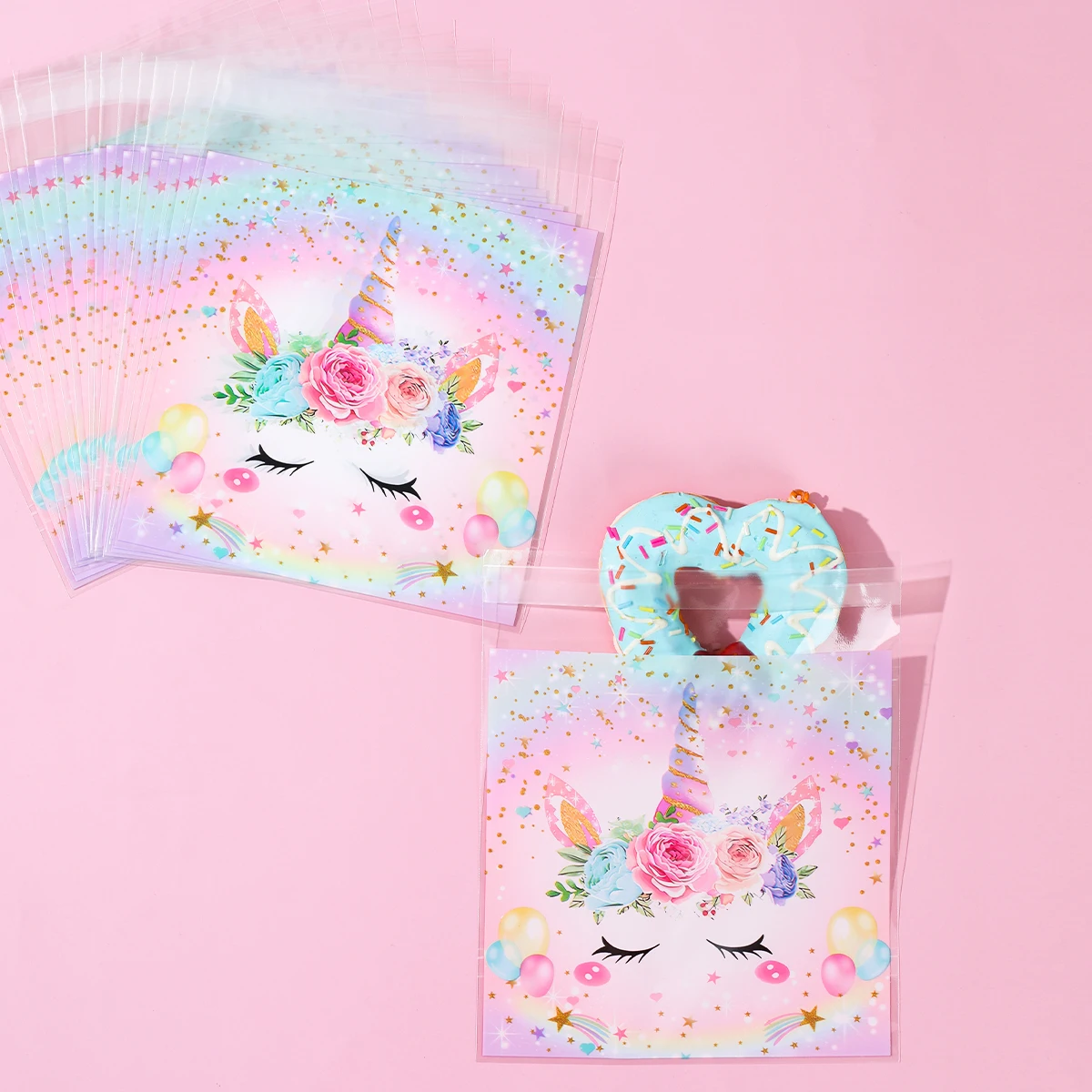 50/100 Uds. Bolsas de regalo de fiesta de unicornio decoración de fiesta de cumpleaños bolsas de dulces bolsas de embalaje Baby Shower niños favores suministros de fiesta - imagen 4