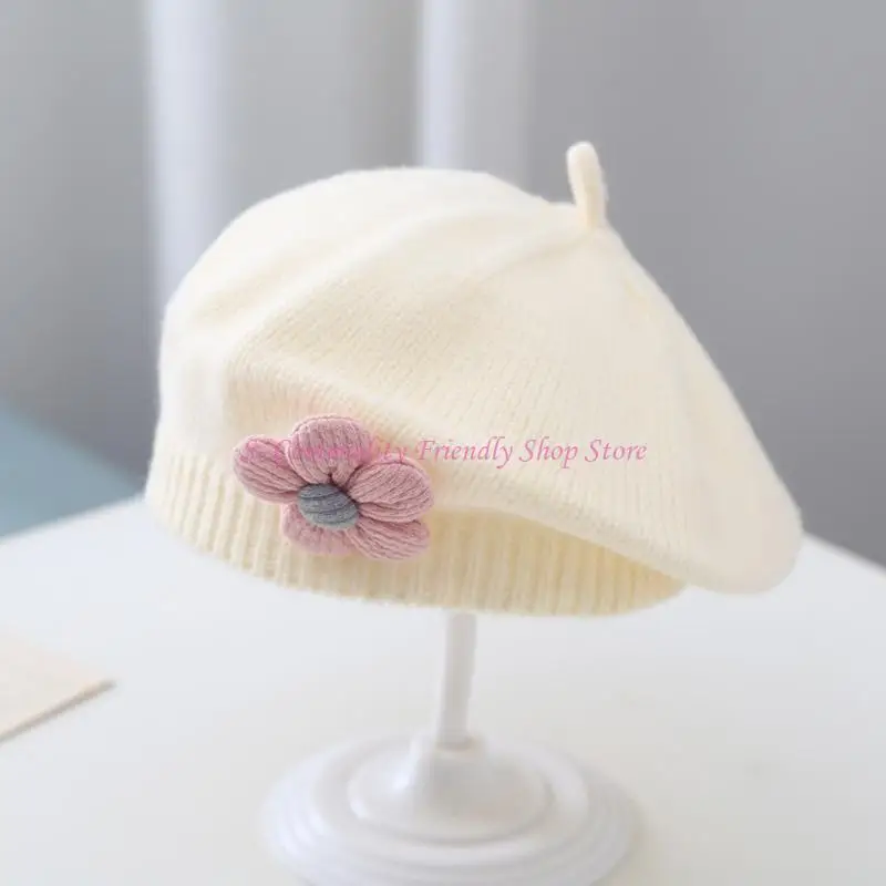 85ae decoración flores gorro boina para bebés invernal tejidos cálidos gorros para niñas infantiles - imagen 5