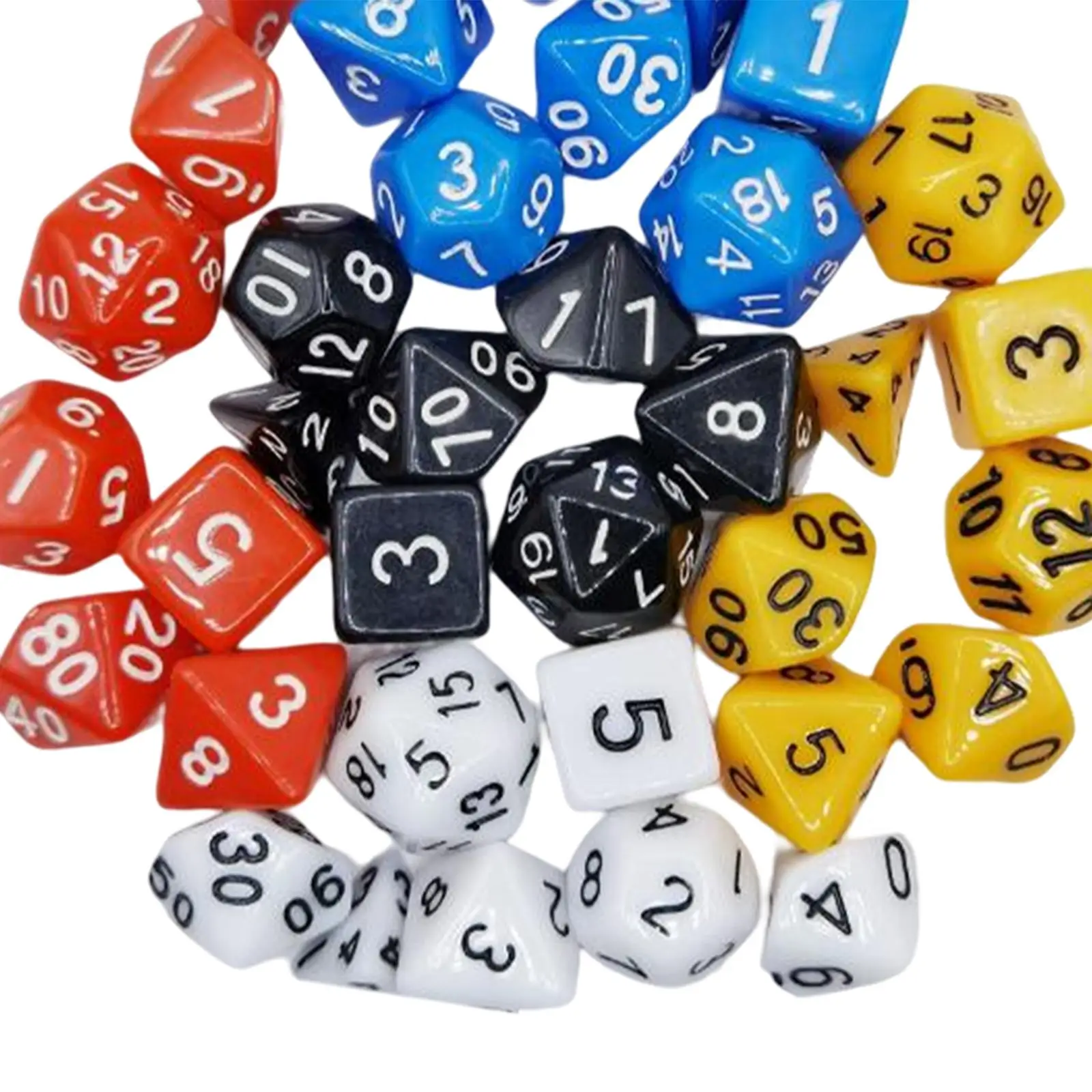 35Pcs Polyhedral Dices Set Colored D8 D10 D12 D20 Game Dices for Parties KTV Roll Playing Games