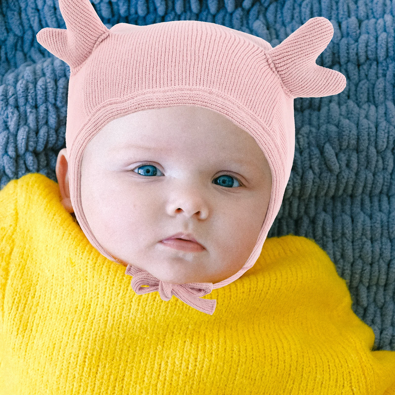 Gorro de punto para bebé recién nacido, gorro suave y cálido para bebé, gorros de invierno elásticos y acogedores de 49cm, bonito gorro para bebé para niños y niñas - imagen 3
