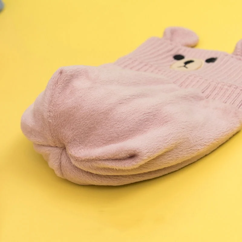 Conjunto de bufandas y gorros cálidos para niños pequeños, gorro de felpa de punto, gorro de ganchillo de animales de dibujos animados, lindo, Otoño e Invierno - imagen 4