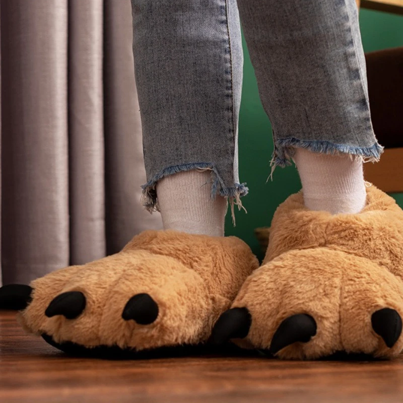 Pantuflas gruesas y cálidas de oso para casa con dibujos suaves - imagen 5