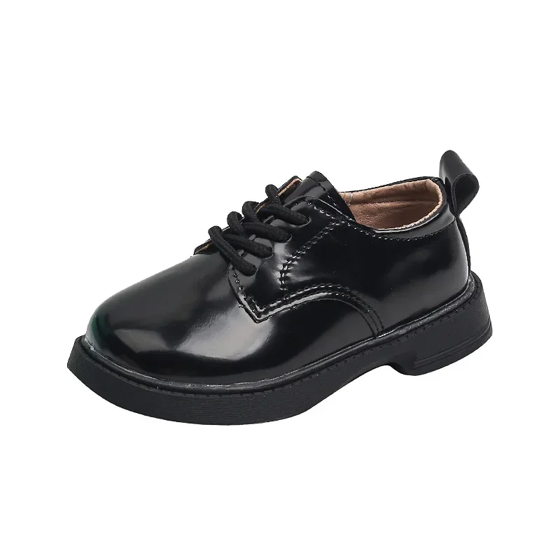 Zapatos de cuero de estilo británico para niños y niñas, zapatos con cordones de punta redonda, mocasines escolares de moda, color blanco y negro - imagen 5