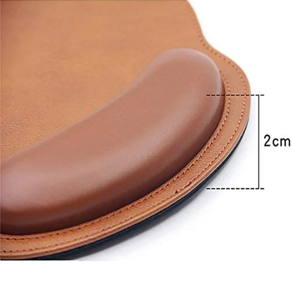 Alfombrilla de ratón de cuero marrón con soporte para reposamuñecas, Base antideslizante, alfombrilla de ratón ergonómica duradera para juegos para ordenador de oficina, hombre y mujer - imagen 3